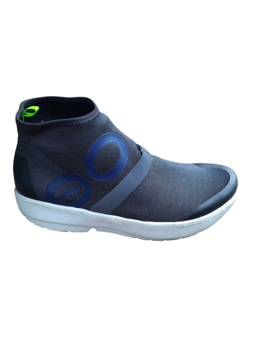 Oofos OOmg Fibre High Slip-on Recovery Shoe Dark Navy Blue Stretch Mesh Size 9.5